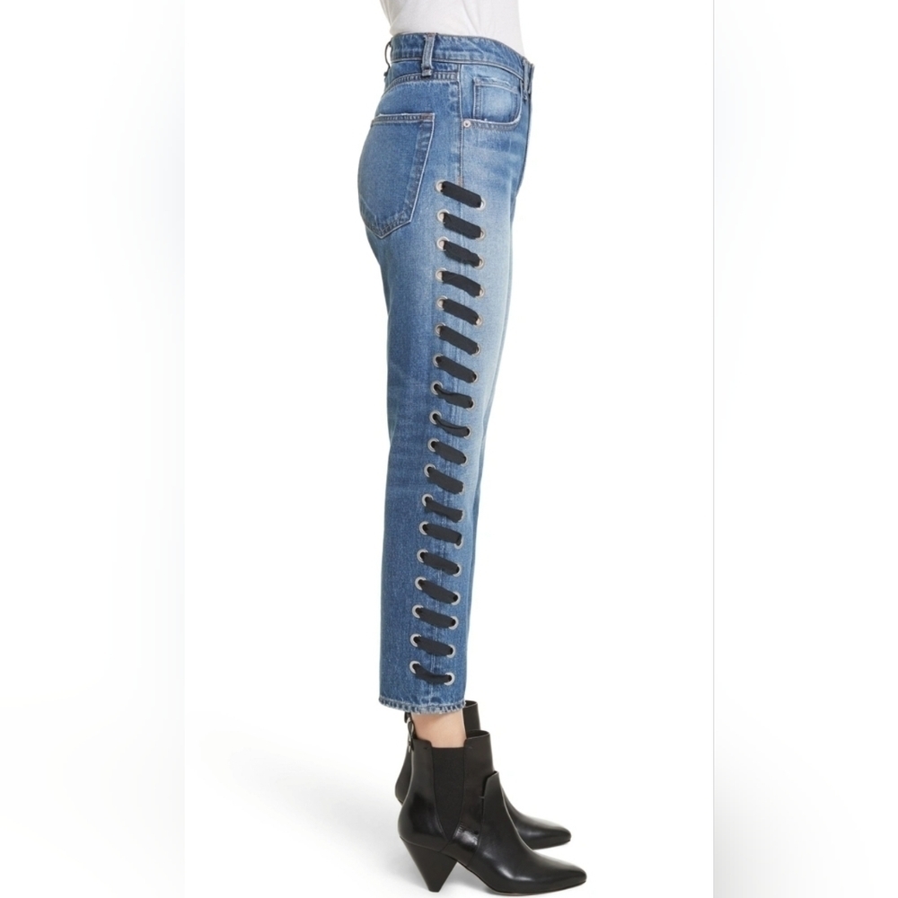 veronica Beard High Rise Ines Girlfriend Lace Up Jeans Size 25 NWT - Picture 14 of 15